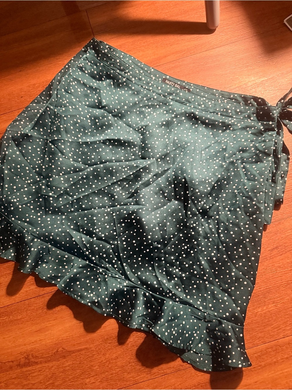 Nasty Gal Dark Green Polka Dot Wrap Skort
